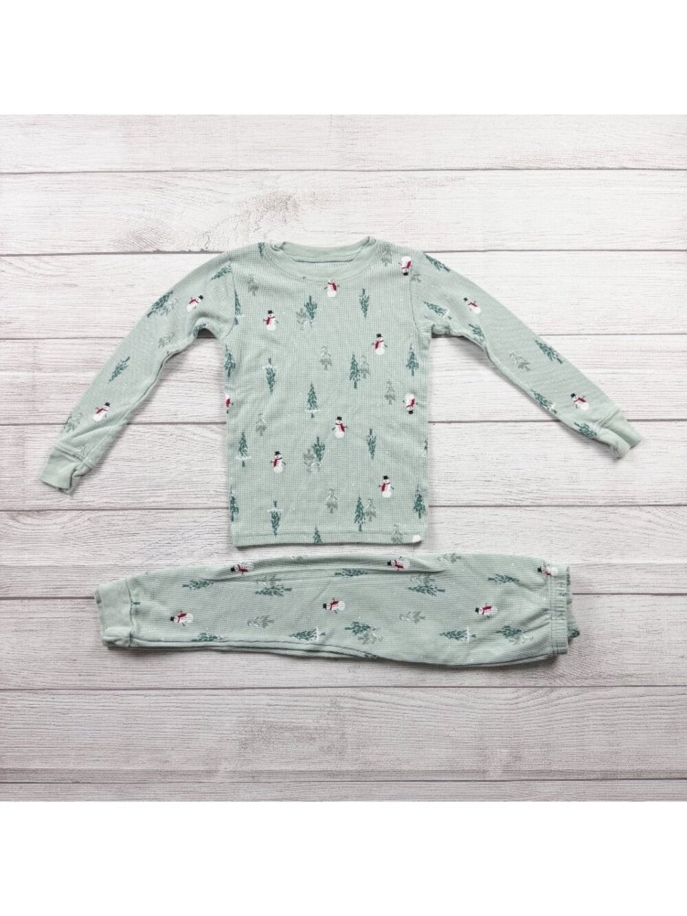 Carter’s Holiday Christmas Snowman and Tree Print Waffle Pajamas